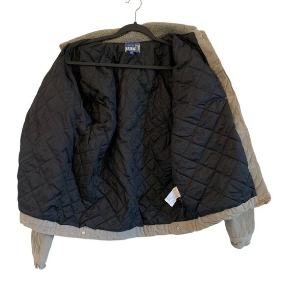 Snow Falls Jacket Womens Medium Grey Beige Corduroy Quilted Lined Sherpa Collar - Picture 4 of 11